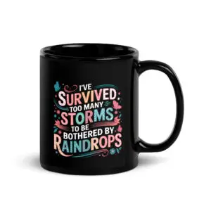 Survived Storm Black Glossy Mug