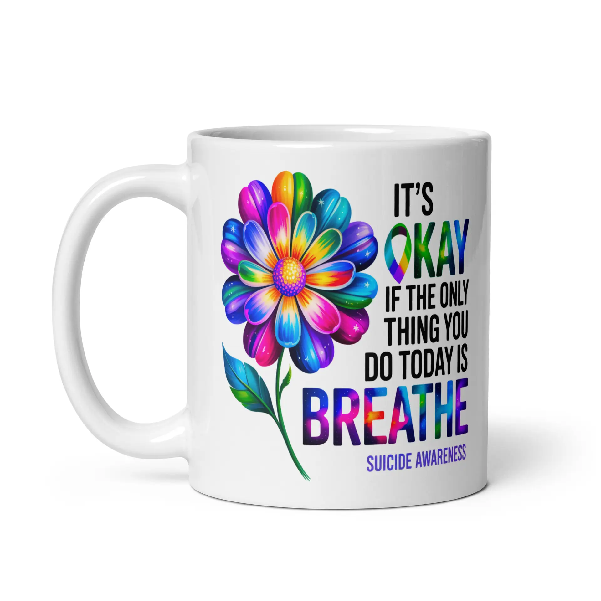 OK Breathe White Glossy Mug - Image 5