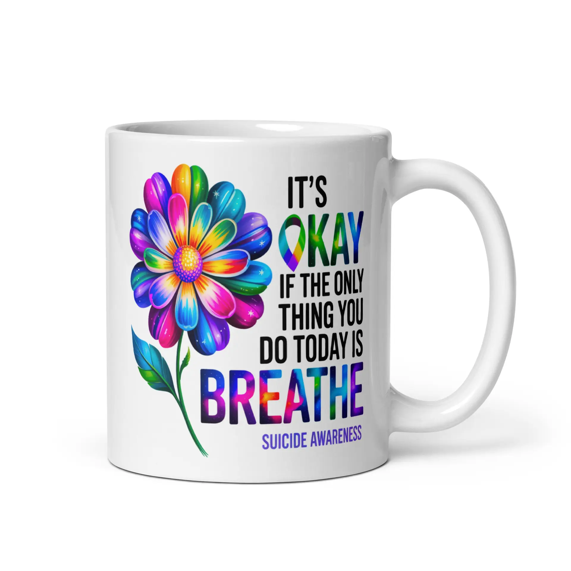 OK Breathe White Glossy Mug