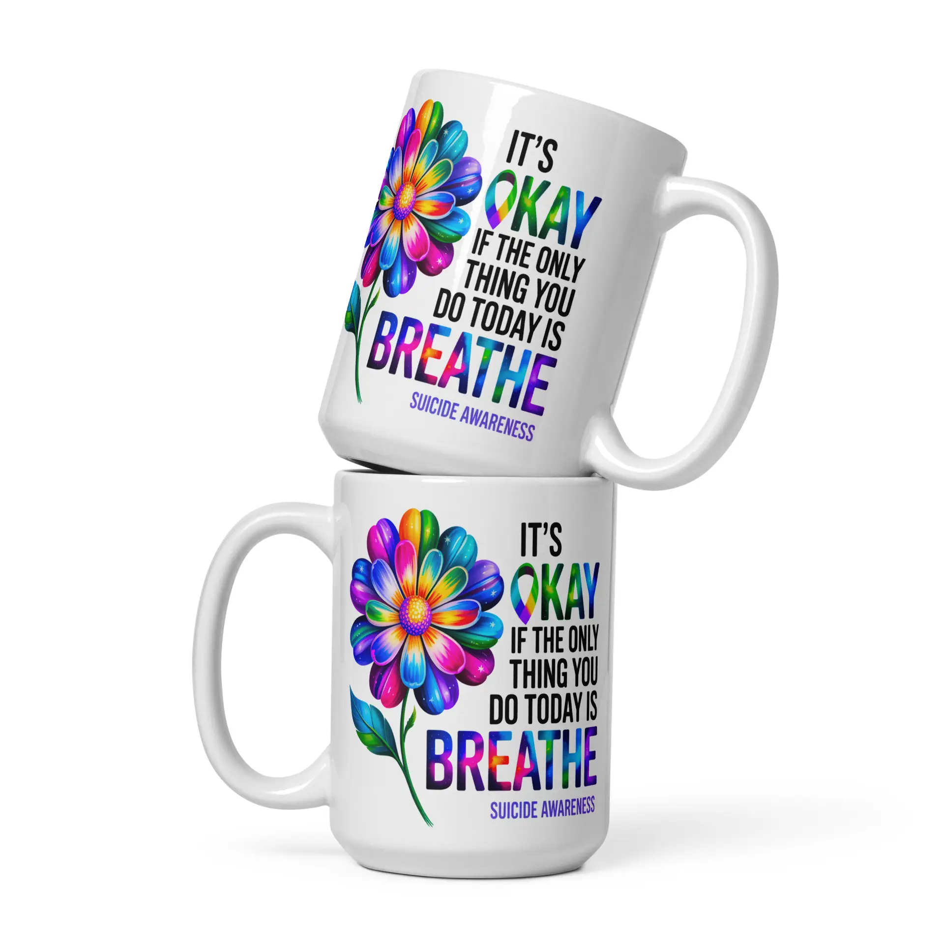 OK Breathe White Glossy Mug - Image 3