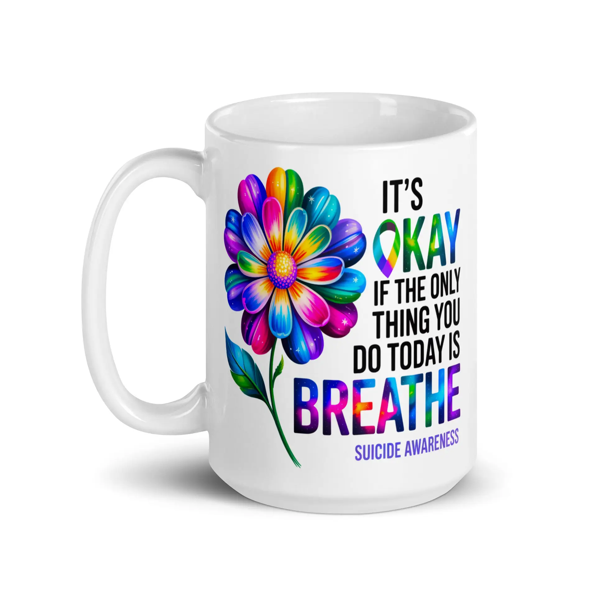 OK Breathe White Glossy Mug - Image 6