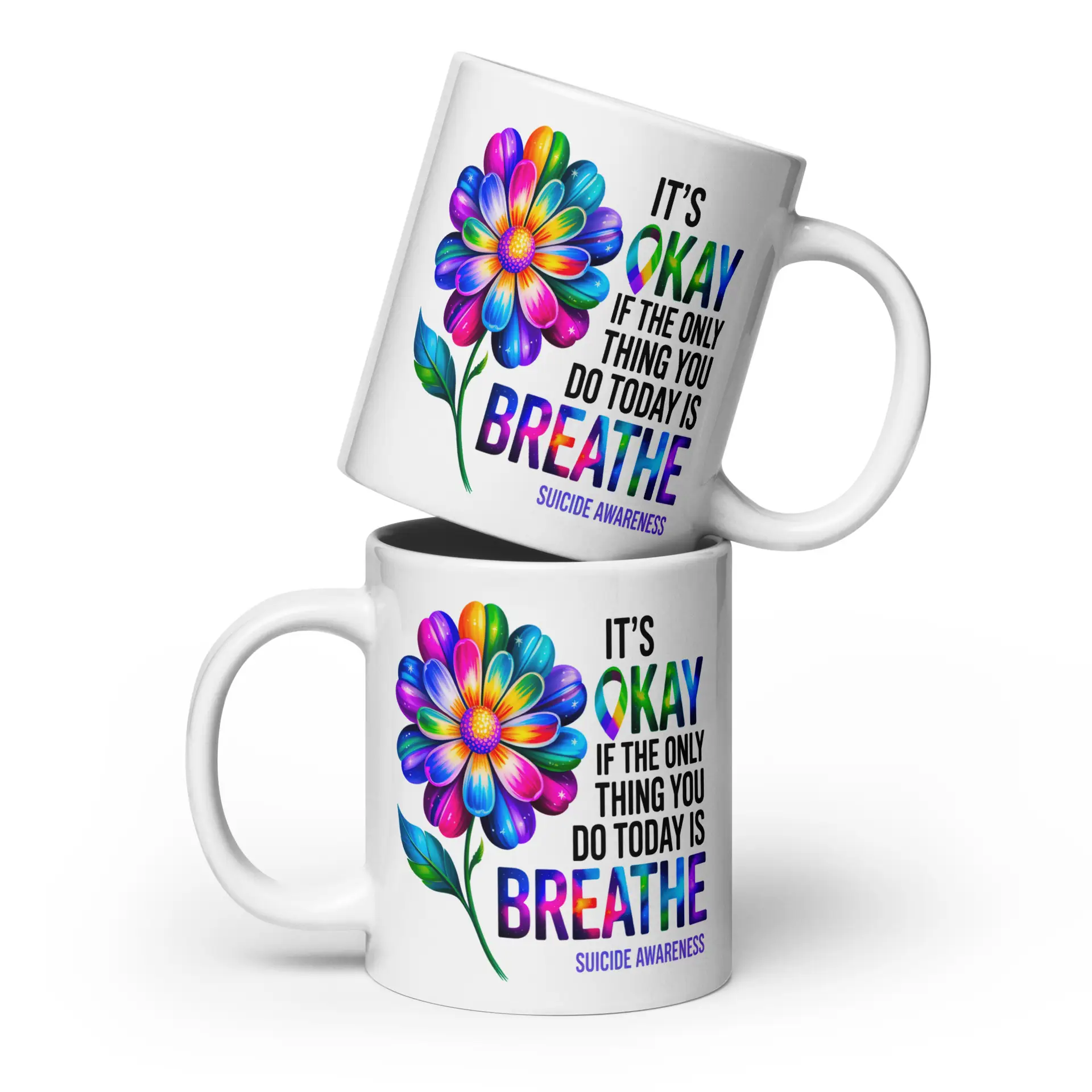 OK Breathe White Glossy Mug - Image 4
